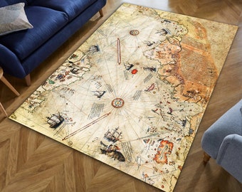 Mappa Piri Reis, Tappeti con mappa,Tappeto con mappa vintage,Tappeto con mappa antica, Tappeti fantastici,Tappeto per esterni, Tappeto lavabile in lavatrice,Tappeto con mappa, Tappeto Piri Reis,Tappeto antico Piri