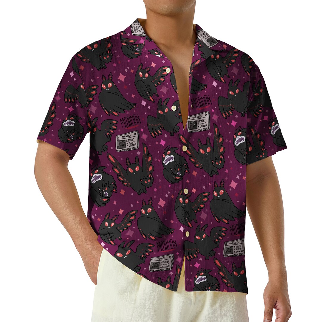 Mothman Hawaiian Shirt, Cryptid Button up Shirt, Cryptozoology Hawaii ...