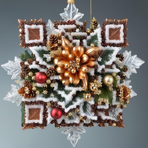 Holiday Ornament QR Codes - Snowflake Wreath Present (Social Media, Business, Personal)