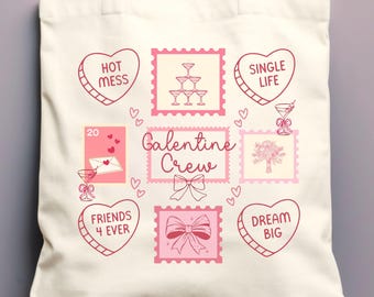 Galentine Gift, galentines bag, galentines tote bag, gift for galentines day, galentines day gifts, cute galentines bag, valentines day bag
