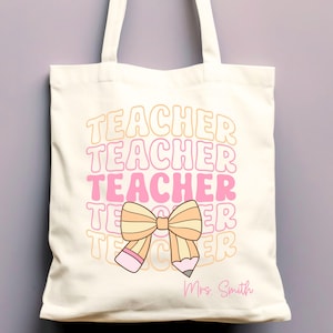 custom teacher tote bag, custom teacher canvas bag, custom teacher bag, personalized teacher tote bag, gift for teacher, teacher gift bag