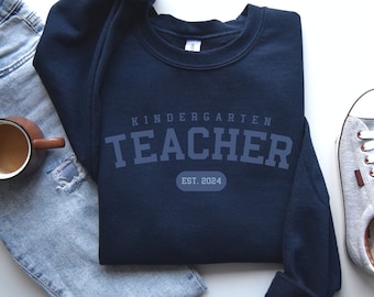 custom kindergarten teacher sweatshirt, custom kindergarten teacher gift, personalized kindergarten teacher gift, kindergarten teacher sweat