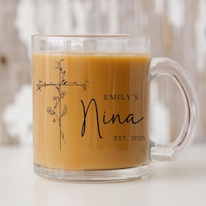 nina glass mug, padrinos proposal, godparent proposal, nina gift, custom madrina gift, gift for godparents, gift for madrina custom nina mug