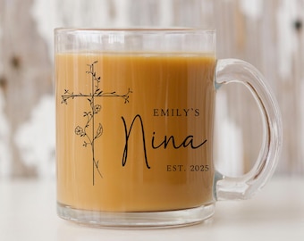 nina glass mug, padrinos proposal, godparent proposal, nina gift, custom madrina gift, gift for godparents, gift for madrina custom nina mug