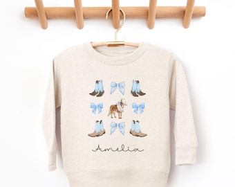custom toddler horse sweatshirt, toddler coquette horse sweatshirt, custom child horse sweatshirt, gift for horse lover, gift for horse ride