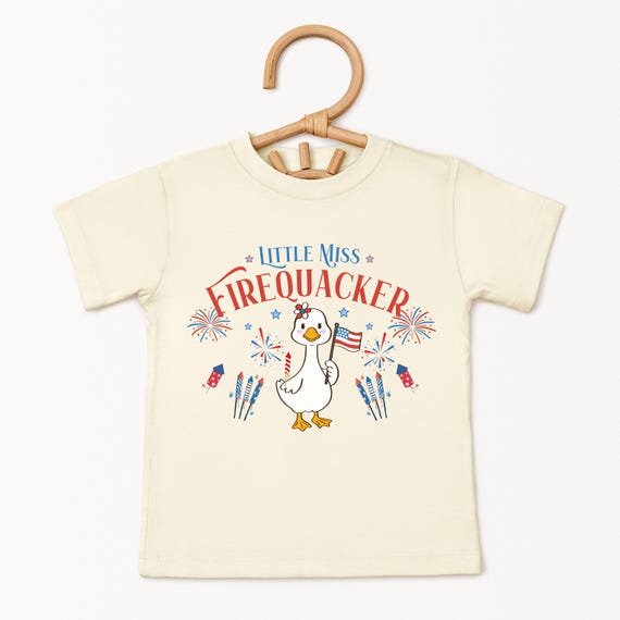 Toddler 4th of July Shirt, little miss firequacker shirt, girl goose shirt fourth of july shirt for toddler little girl fourth of july shirt