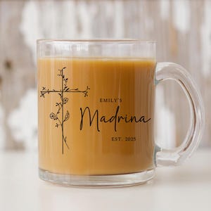 madrina glass mug, padrinos proposal, godparent proposal, nina gift, custom madrina gift, gift for godparents, gift for madrina, nina mug yr
