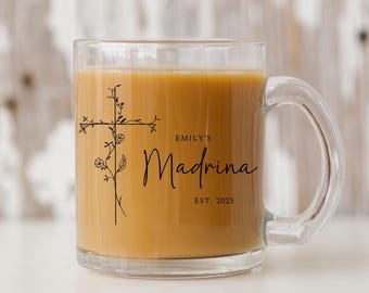 madrina glass mug, padrinos proposal, godparent proposal, nina gift, custom madrina gift, gift for godparents, gift for madrina, nina mug yr