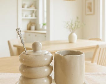 Zuckerdose Milchkännchen aus Beton handmade | Zuckerdose mit Deckel | Geschenkidee | Zuckerdose & Milchkännchen Set | Sugar bowl | Tablett