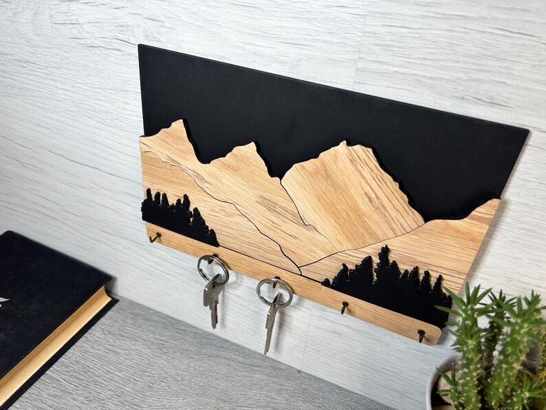 Rustic Wooden Key Holder – Wall-mounted Key Organizer, Handcrafted ...