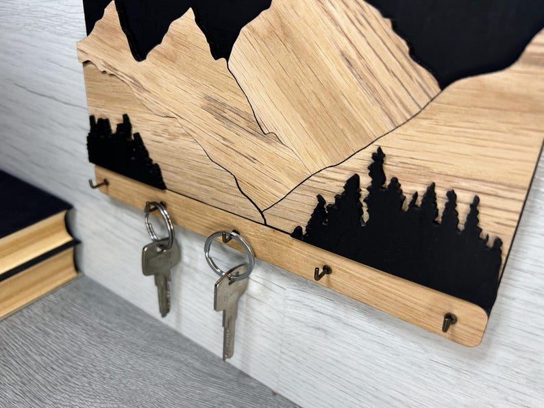 Rustic Wooden Key Holder – Wall-mounted Key Organizer, Handcrafted ...