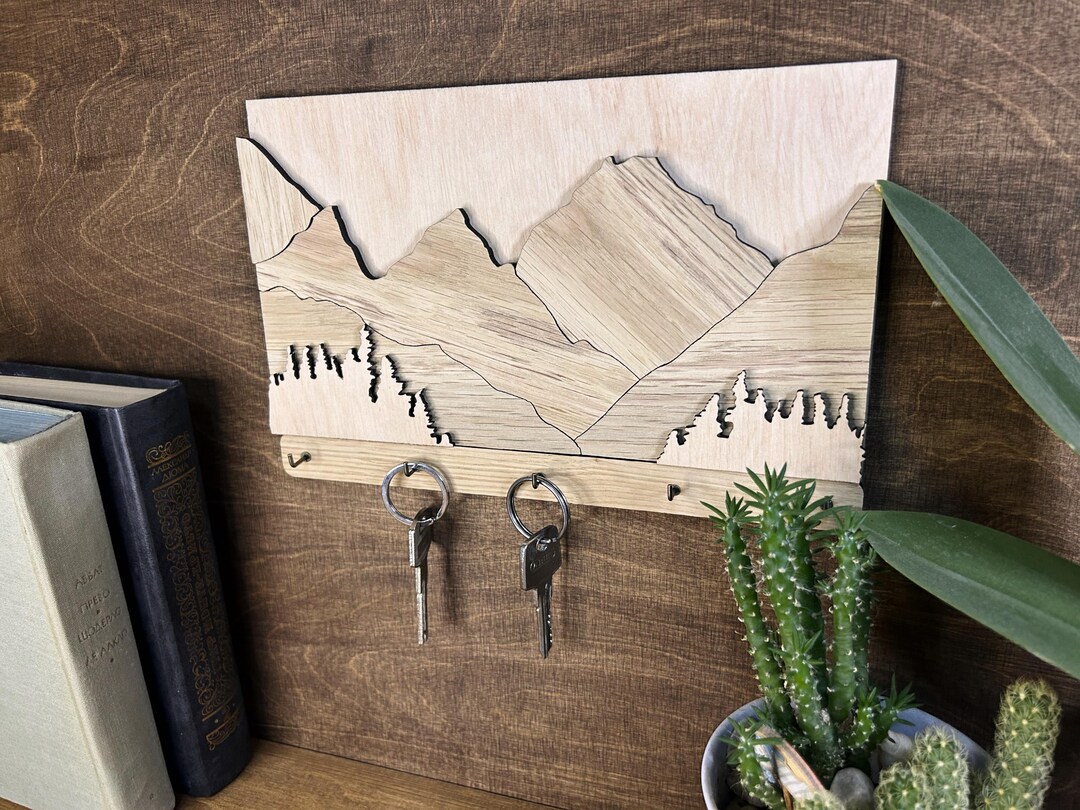 Wall-mounted Wooden Key Rack – Customizable Key Organizer, Natural Wood ...