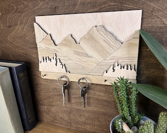 An der Wand befestigter Schlüsselhalter aus Holz - Anpassbarer Schlüssel-Organizer, Naturholz-Dekor, ideal für Haus und Büro, kundenspezifischer Holzschlüssel-Organizer