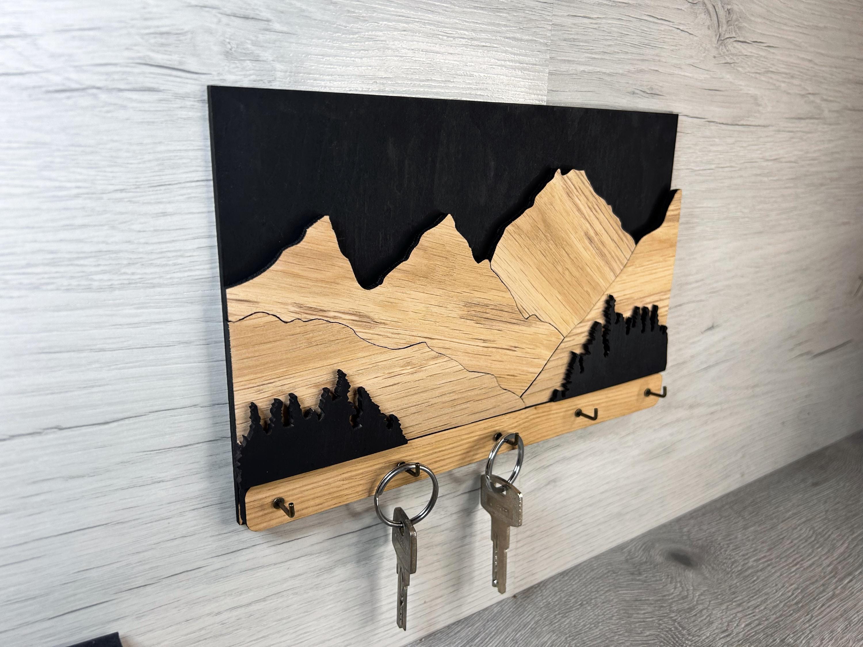 Rustic Wooden Key Holder – Wall-mounted Key Organizer, Handcrafted ...