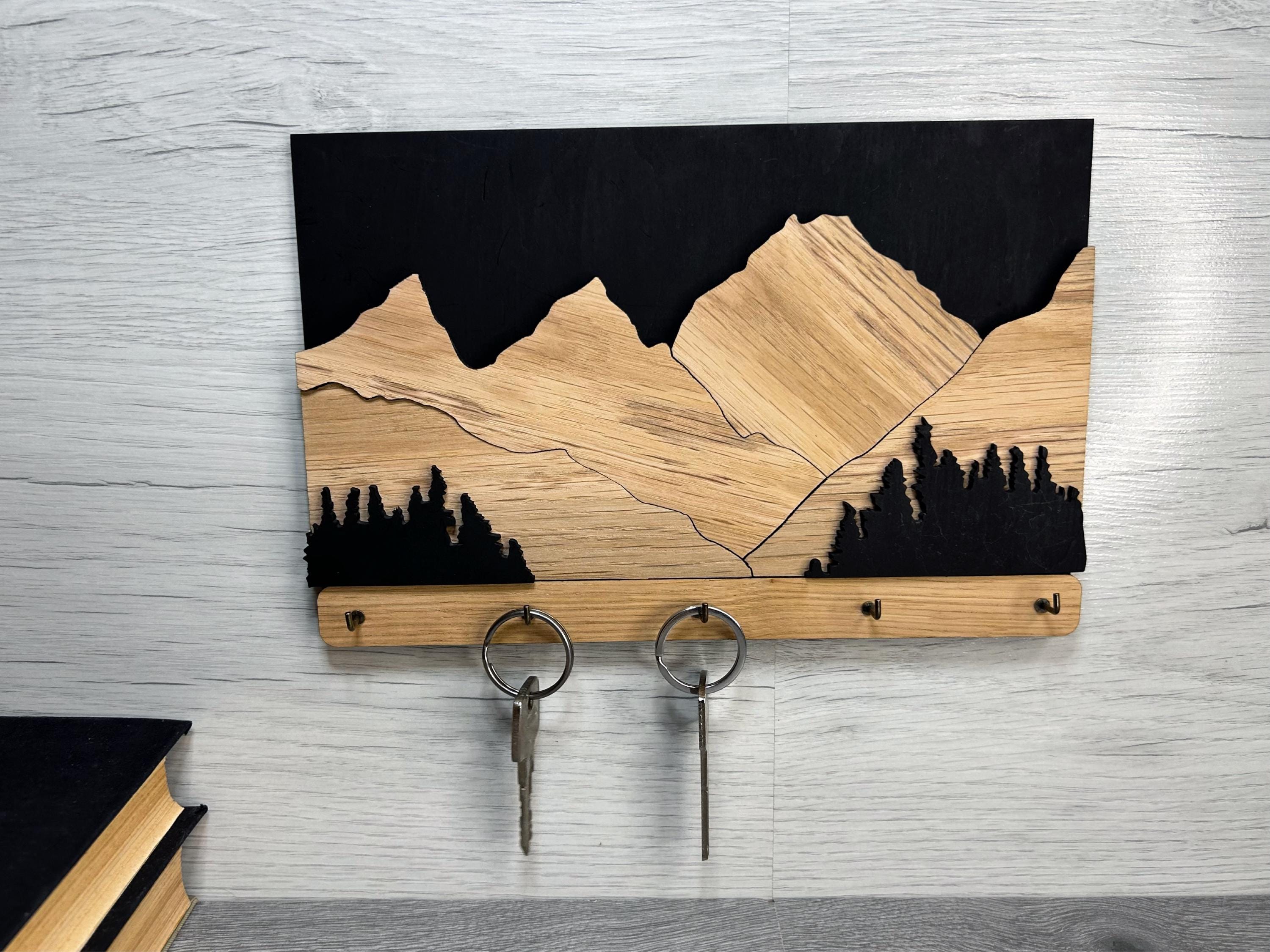 Rustic Wooden Key Holder – Wall-mounted Key Organizer, Handcrafted ...