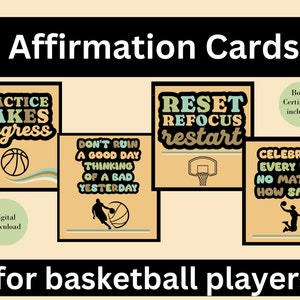 Jungen Basketball Affirmationskarten, Motivationskarten für Sportler, Ermutigung für Spieler, Achtsamkeit, positive Affirmationen, Trainer