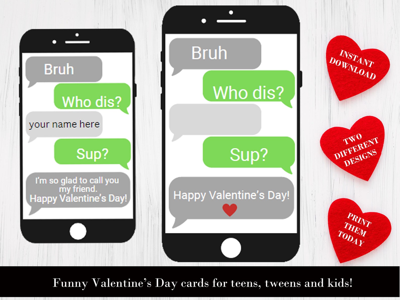 Cell Phone Valentines Cards Printable for Tweens and Teens Kids Funny ...