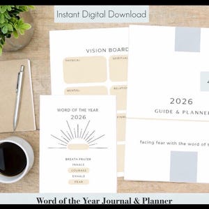 2026 Word of the Year Journal | Printable Vision Board Planner (Digital Download)