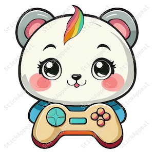 Panda Gamer Sticker, Kawaii Panda, Journal Decals, Water Bottle Decal, Planner Stickers, Cute Baby Panda Sticker