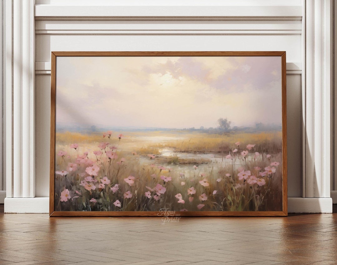 Wildflower Field Landscape Painting, Spring Wall Decor, Vintage Landscape Art Print, Cottagecore Wall Art, European Country Field SE30 - Etsy Japan