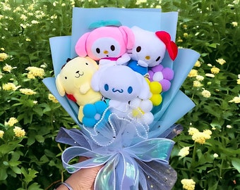 Sanrio Bouquet, Hello Kitty Bouquet, Plush Bouquet, Sanrio Characters, Kuromi, Cinnamoroll, My Melody, Birthday Gift, Mother's Day