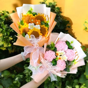 Crochet Flowers Bouquet, Crochet Sunflower Bouquet, Sunflower Gift, Knitted flowers, Birthday Gift, Anniversary gift, Gift for her