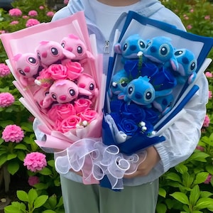 Stitch Bouquet, Blumenstrauss, Stitch and Angel Plush Bouquet, Valentine&#39;s Day Christmas Birthday Gift, Gift for her