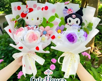 Hello Kitty, Kuromi, Plüsch Strauß, Sanrio Strauß, Häkelstrauß, Geburtstagsgeschenk, Weihnachtsgeschenk