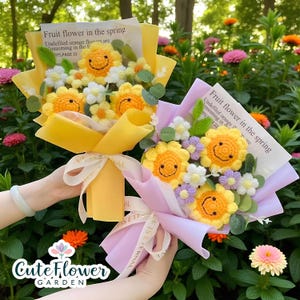 Crochet Flower Bouquet, Crochet Sunflower Bouquet, Sunflower Gifts, Crochet Flowers, Birthday Gift, Gift for Her, Knitted Flowers