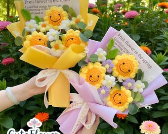 Crochet Sunflower Bouquet: Handmade Knitted Flowers, Mother's Day Gift, Birthday Gift