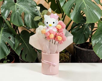 ハローキティの花束、サンリオ、クロミ、かぎ針編みの花束、誕生日