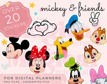 Mickey and Friends Digital Stickers for Vacation Planner, Itinerary, Daily Planner. Compatible with Goodnotes, Notability, Zinnia, Noteshelf