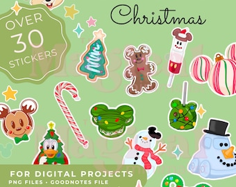 Christmas Digital Stickers Clipart for Travel Planner, Itinerary, Digital Planner. Compatible with Goodnotes, Notability, Zinnia, Noteshelf