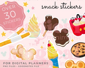 Park Snacks Digital Stickers Clipart for Travel Planner, Itinerary, Daily Planner. Compatible with GoodNotes, Notability, Zinnia, Noteshelf.