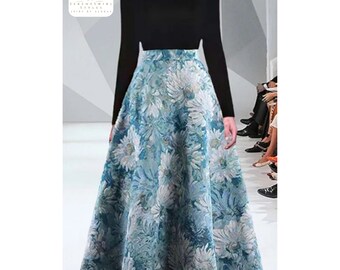 High Waist Hepburn Skirt | Oil Painting Print Design | Casual Wear Fashion