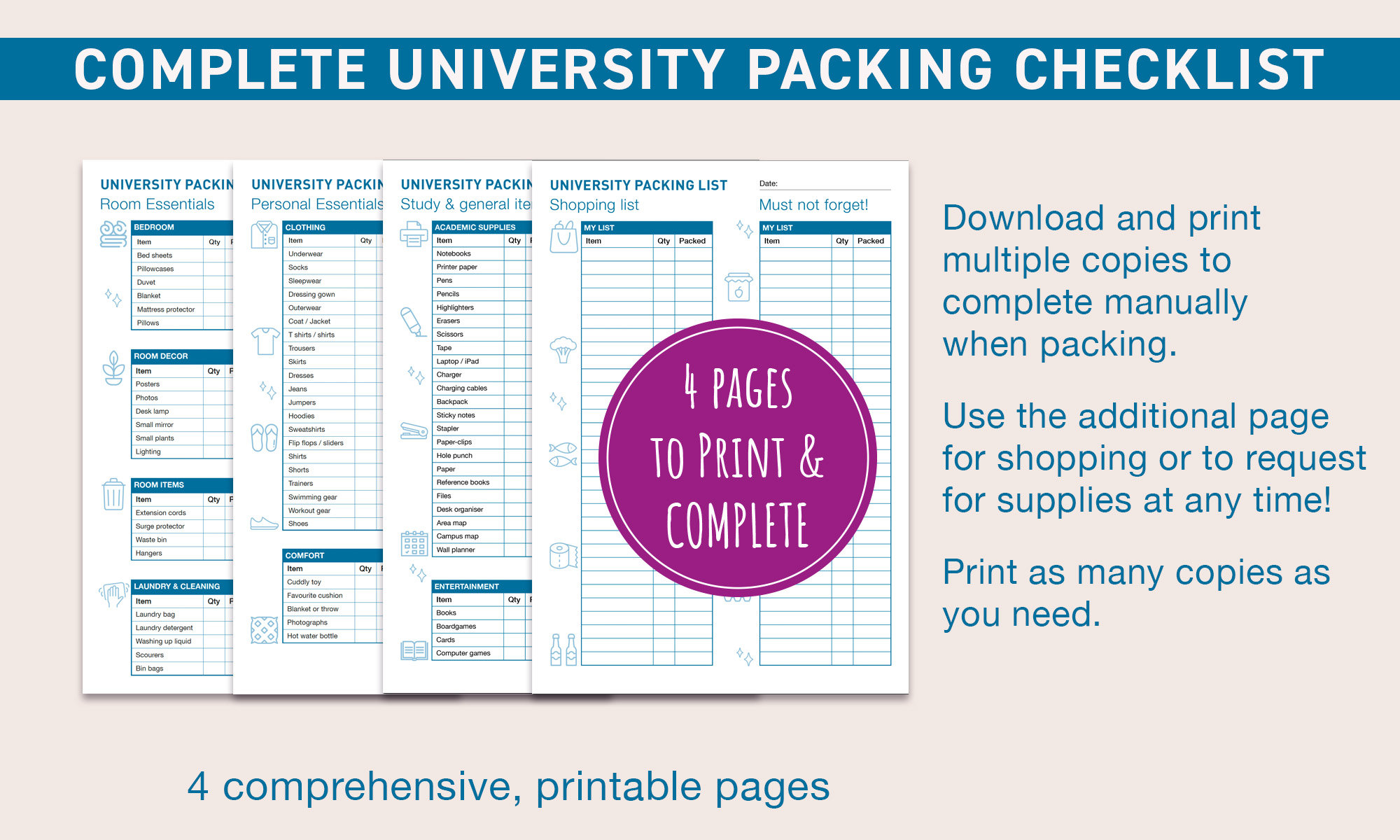 Complete University Packing List - Etsy