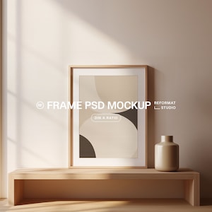 One Frame Mockup | Vertical Frame Mockup Photoshop | Wood Frame PSD Template | DIN A Ratio Frame Mockup with Frame