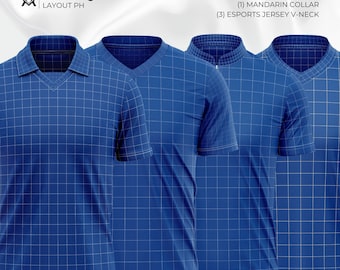 eSports Jersey Mockup Bundle: Mandarin Collar & V-Neck (PSD, Digital Download)
