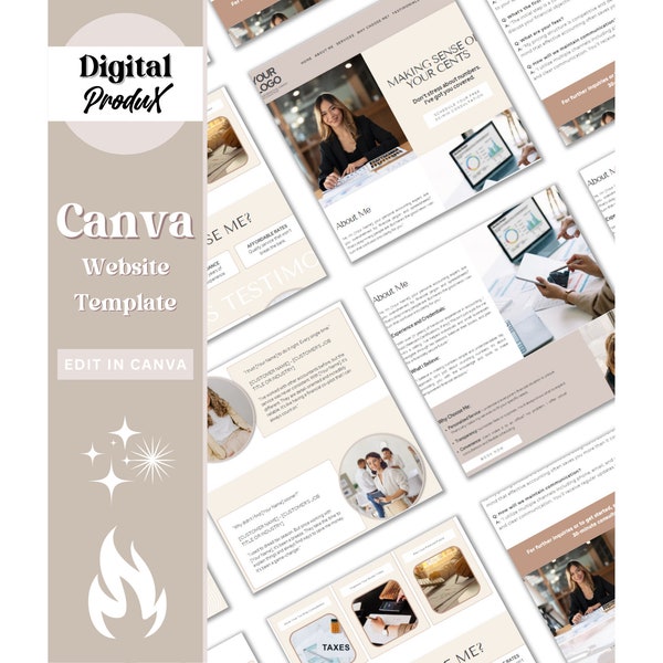 Accounting Template, Accounting Website Template, Canva Bookkeeping Template, Business Marketing Template, Digital Download