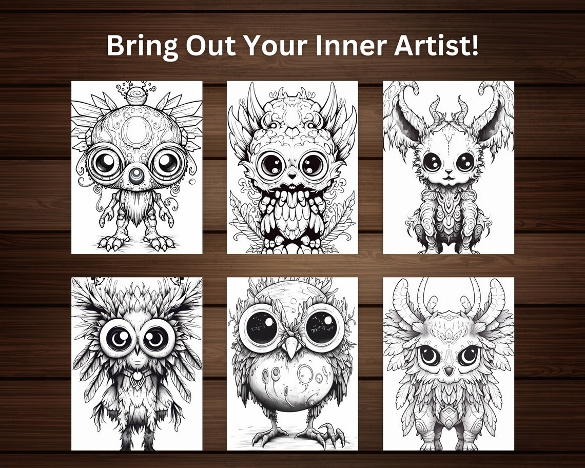 Creepy Cute Animals Coloring Book, Digital Coloring Book for Adults ...
