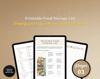 Printable Food Storage Checklist, Pantry Organization Checklist, Checklist Template, Canva Editable Template, Kitchen Checklist