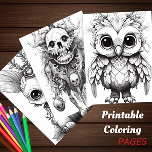 Creepy Cute Animals Coloring Book, Digital Coloring Book for Adults ...