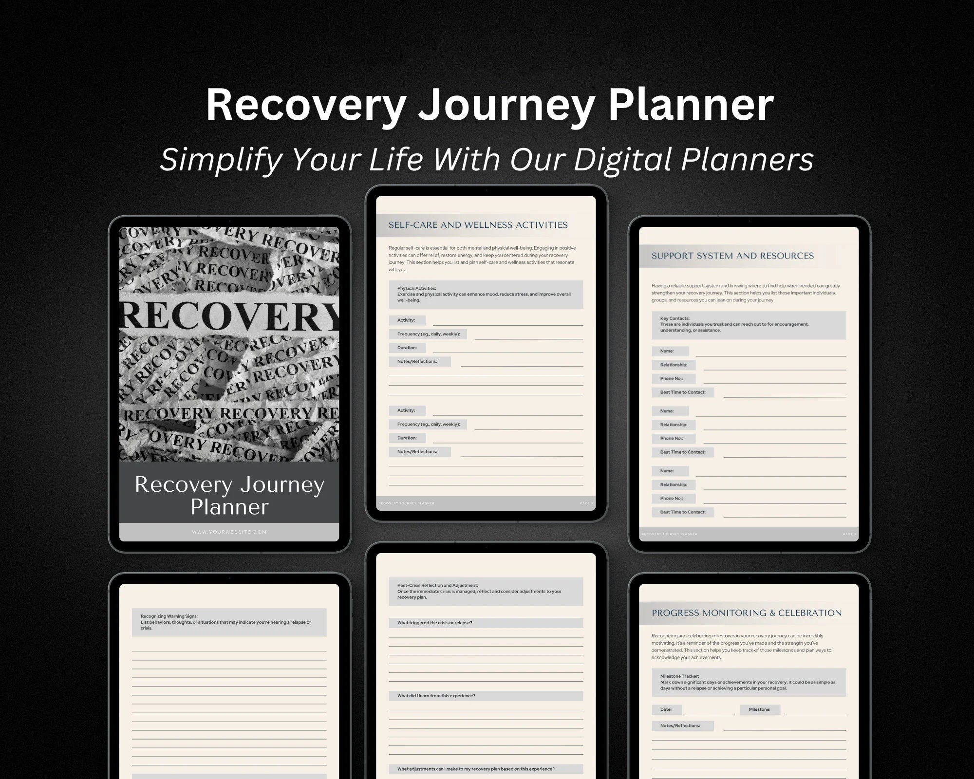 Addiction Recovery Planner, Health and Wellness Activity Tracker ...