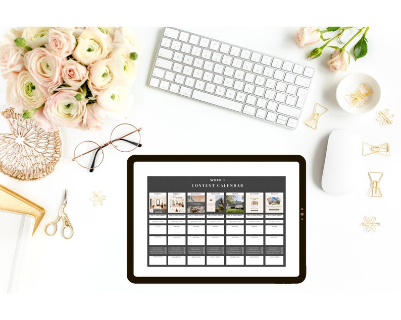 Real Estate Content Calendar Spreadsheet, Social Media Content Google