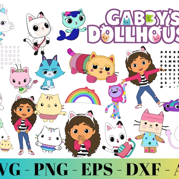 Gabbys Dollhouse SVG Bundle, Gabbys Dollhouse Font Svg, Gabbys Dollhouse Svg Files for Cricut and Silhouette