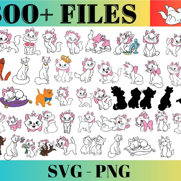 Aristocats SVG PNG Clipart Layered files for Cricut cutting print Instant Digital Download Clipart sublimation frozen Cats Paris