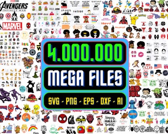 4.000.000 files, mega bundle, Svg, png, dxf, eps, Layered, Movies, Cartoons, Christmas, Halloween, horror, anime, superhero