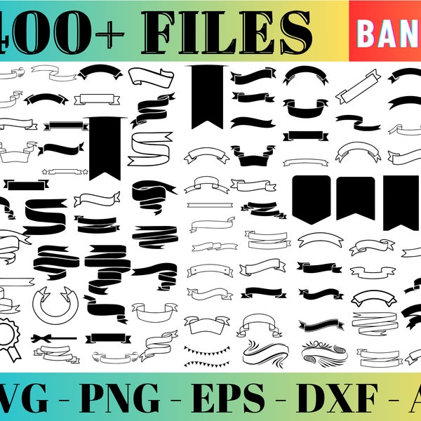 Bannière svg, lot de ruban svg, fichiers svg de bannière de ruban coupé, bannières svg pour cricut, modèle de bannière