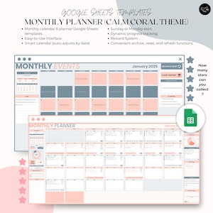 Google Sheet Monthly planner, Google sheet templates, Google planner templates, Planners Google sheets, Monthly planner Google