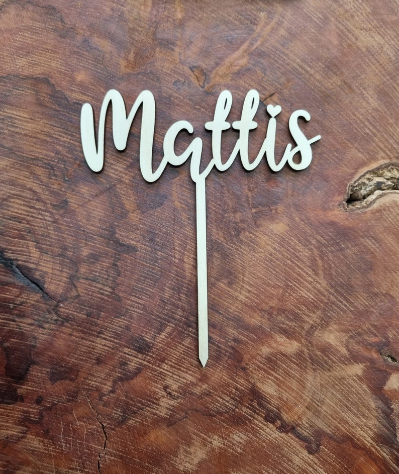 Cake Topper personalisiert aus Holz mit Name Schriftzug Geburtstag Tortenstecker Bild 7